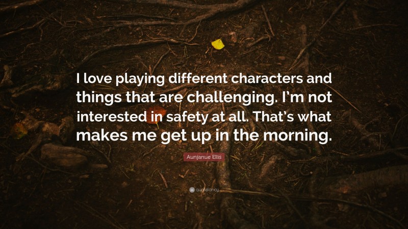 Aunjanue Ellis Quote: “I love playing different characters and things that are challenging. I’m not interested in safety at all. That’s what makes me get up in the morning.”