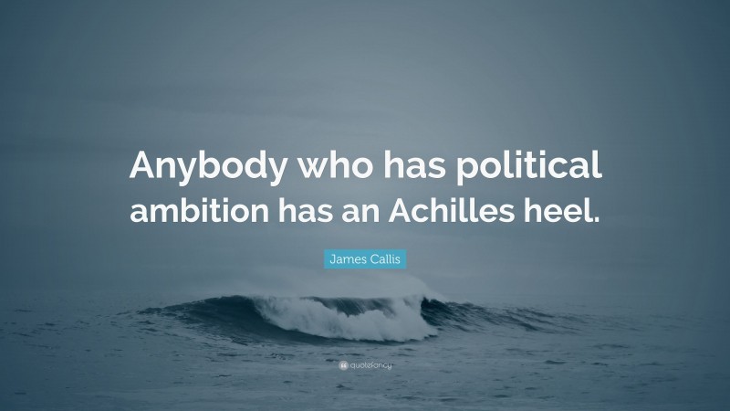 James Callis Quote: “Anybody who has political ambition has an Achilles heel.”