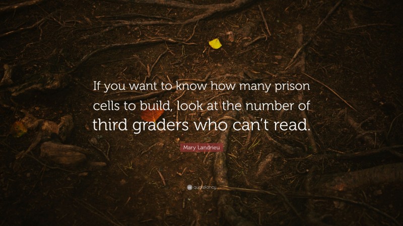 Mary Landrieu Quote: “If you want to know how many prison cells to build, look at the number of third graders who can’t read.”