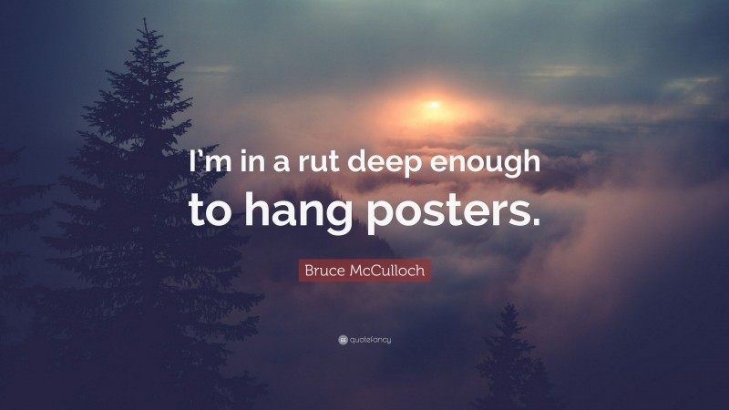 Bruce McCulloch Quote: “I’m in a rut deep enough to hang posters.”