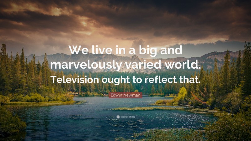 Edwin Newman Quote: “We live in a big and marvelously varied world. Television ought to reflect that.”