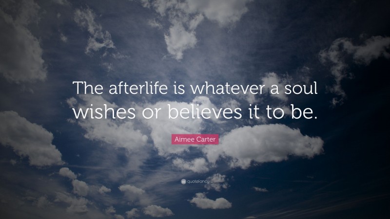Aimee Carter Quote: “The afterlife is whatever a soul wishes or believes it to be.”