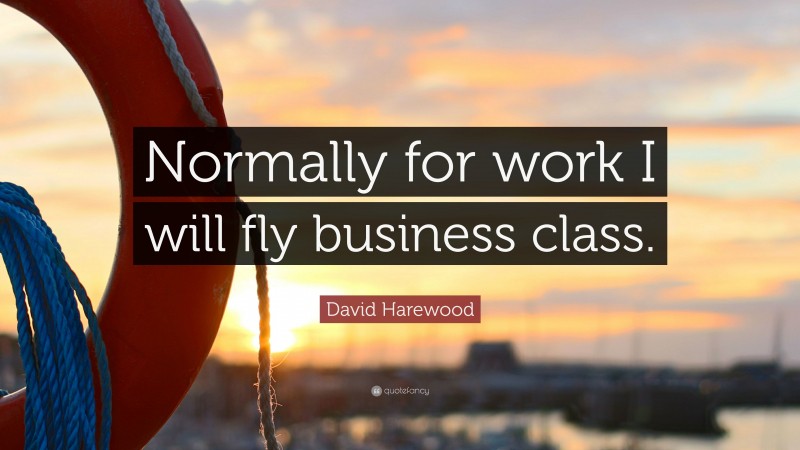 David Harewood Quote: “Normally for work I will fly business class.”