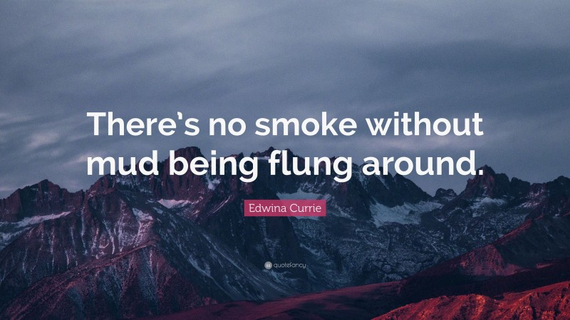 Edwina Currie Quote: “There’s no smoke without mud being flung around.”