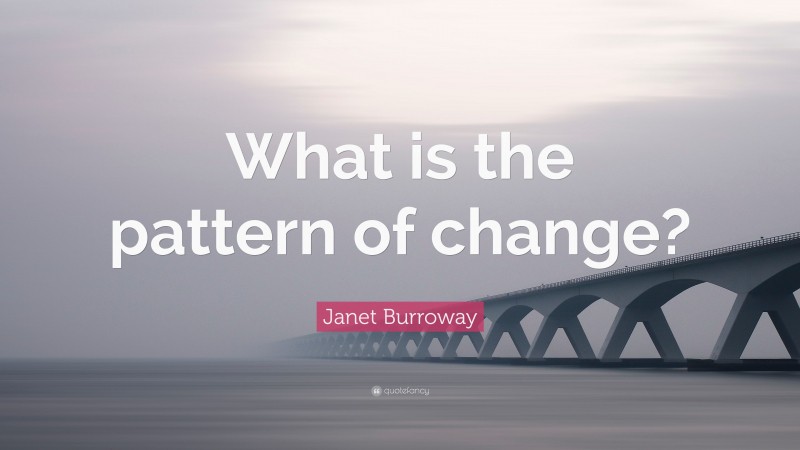 Janet Burroway Quote: “What is the pattern of change?”