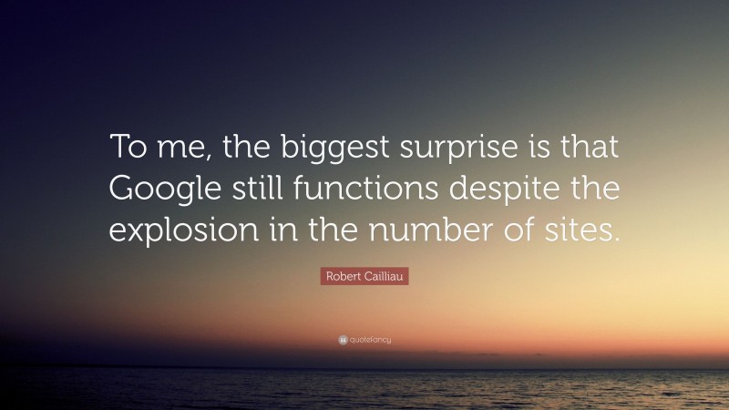 Robert Cailliau Quote: “To me, the biggest surprise is that Google still functions despite the explosion in the number of sites.”