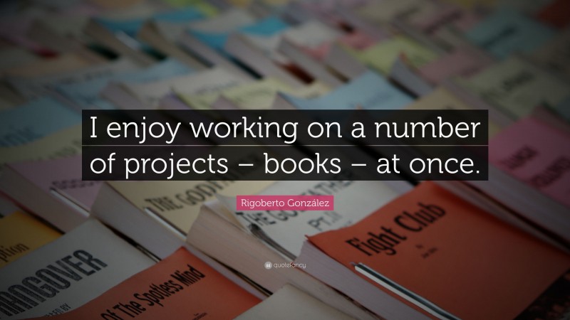 Rigoberto González Quote: “I enjoy working on a number of projects – books – at once.”