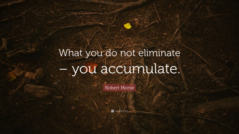 Robert Morse Quote: “What you do not eliminate – you accumulate.”