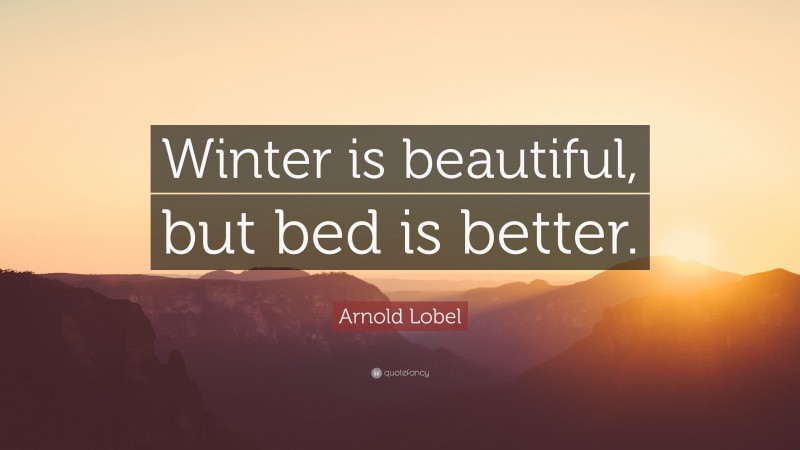 Arnold Lobel Quote: “Winter is beautiful, but bed is better.”
