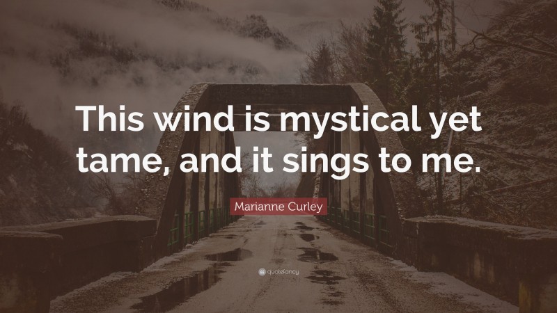 Marianne Curley Quote: “This wind is mystical yet tame, and it sings to me.”