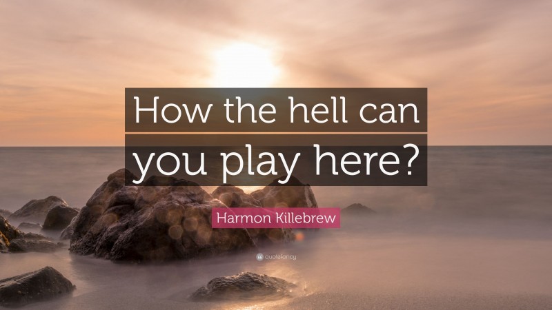Harmon Killebrew Quote: “How the hell can you play here?”