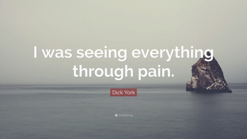 Dick York Quote: “I was seeing everything through pain.”