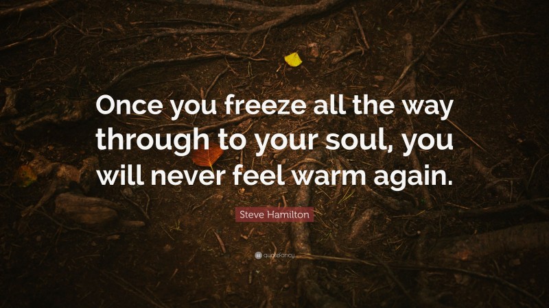 Steve Hamilton Quote: “Once you freeze all the way through to your soul, you will never feel warm again.”