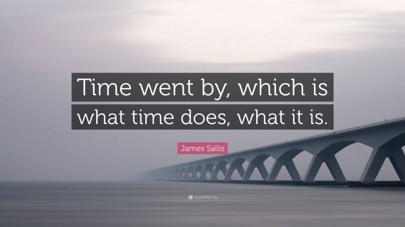 James Sallis Quote: “Time went by, which is what time does, what it is.”