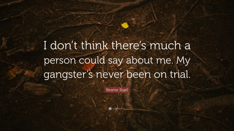 Beanie Sigel Quote: “I don’t think there’s much a person could say about me. My gangster’s never been on trial.”