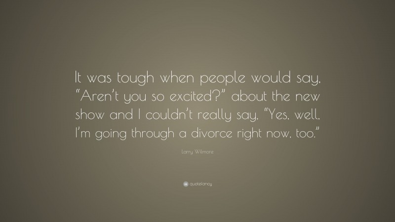 Larry Wilmore Quote: “It was tough when people would say, “Aren’t you so excited?” about the new show and I couldn’t really say, “Yes, well, I’m going through a divorce right now, too.””
