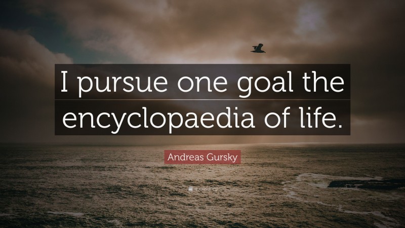Andreas Gursky Quote: “I pursue one goal the encyclopaedia of life.”
