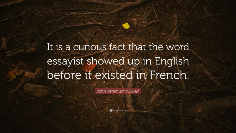John Jeremiah Sullivan Quote: “It is a curious fact that the word essayist showed up in English before it existed in French.”