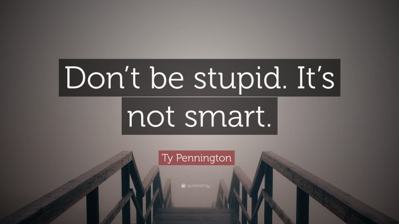 Ty Pennington Quote: “Don’t be stupid. It’s not smart.”