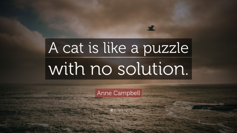 Anne Campbell Quote: “A cat is like a puzzle with no solution.”