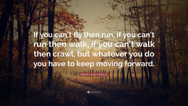 Martin Luther King Jr. Quote: “If you can’t fly then run, if you can’t run then walk, if you can’t walk then crawl, but whatever you do you have to keep moving forward.”