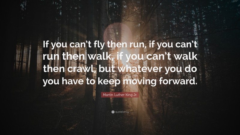 Martin Luther King Jr. Quote: “If you can’t fly then run, if you can’t run then walk, if you can’t walk then crawl, but whatever you do you have to keep moving forward.”