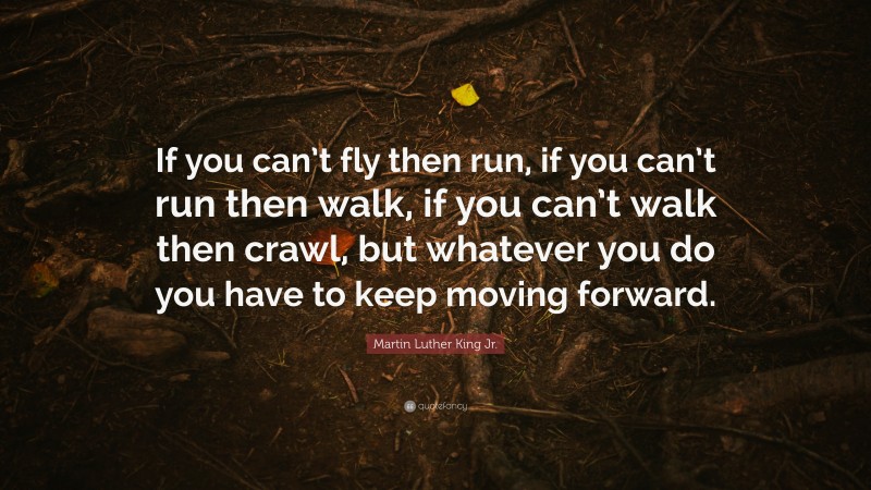 Martin Luther King Jr. Quote: “If you can’t fly then run, if you can’t run then walk, if you can’t walk then crawl, but whatever you do you have to keep moving forward.”