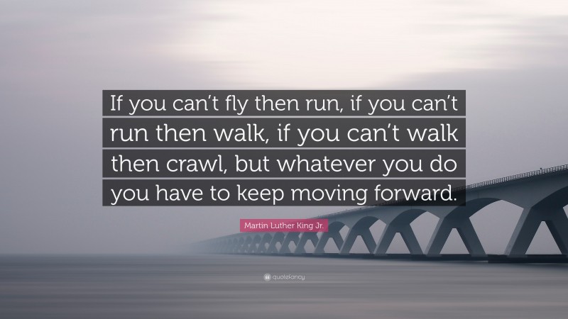 Martin Luther King Jr. Quote: “If you can’t fly then run, if you can’t run then walk, if you can’t walk then crawl, but whatever you do you have to keep moving forward.”