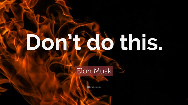 Elon Musk Quote: “Don’t do this.”