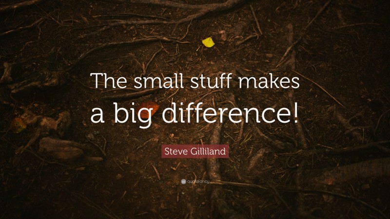 Steve Gilliland Quote: “The small stuff makes a big difference!”