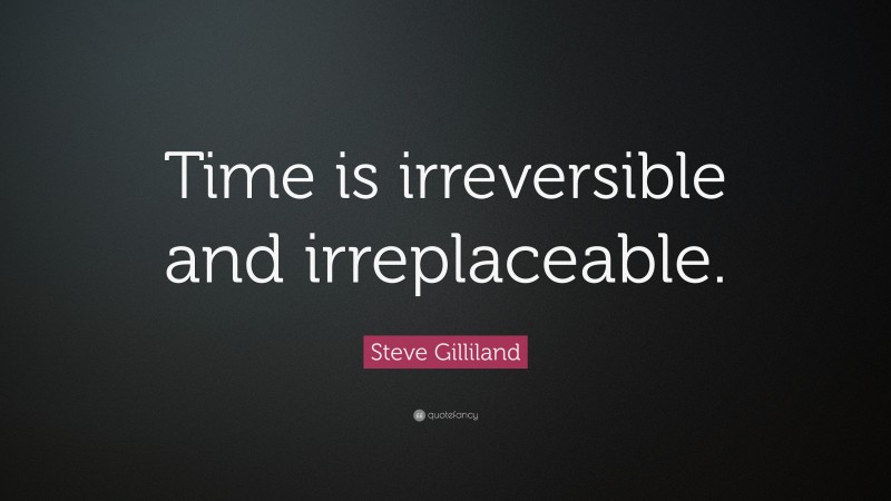 Steve Gilliland Quote: “Time is irreversible and irreplaceable.”