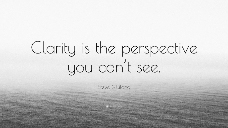Steve Gilliland Quote: “Clarity is the perspective you can’t see.”