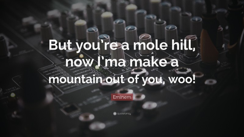 Eminem Quote: “But you’re a mole hill, now I’ma make a mountain out of you, woo!”