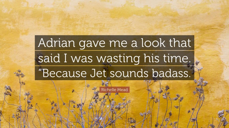 Richelle Mead Quote: “Adrian gave me a look that said I was wasting his time. “Because Jet sounds badass.”