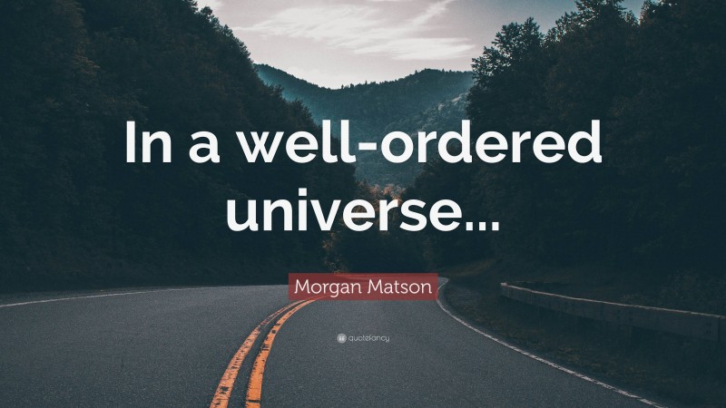 Morgan Matson Quote: “In a well-ordered universe...”