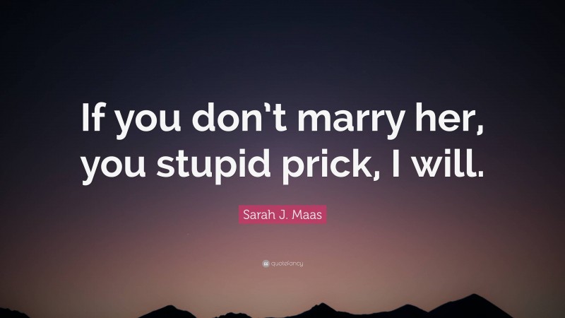 Sarah J. Maas Quote: “If you don’t marry her, you stupid prick, I will.”