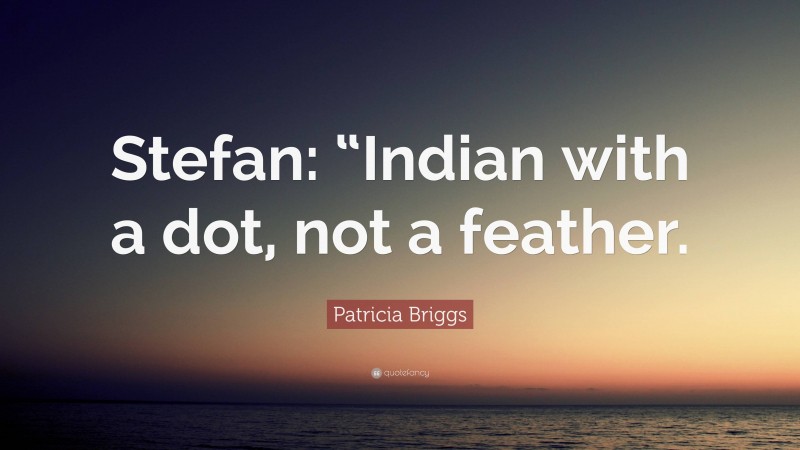 Patricia Briggs Quote: “Stefan: “Indian with a dot, not a feather.”