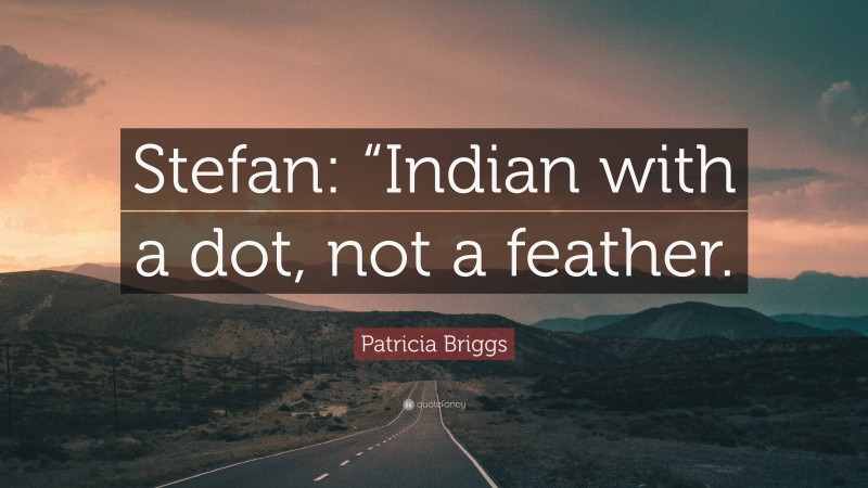 Patricia Briggs Quote: “Stefan: “Indian with a dot, not a feather.”