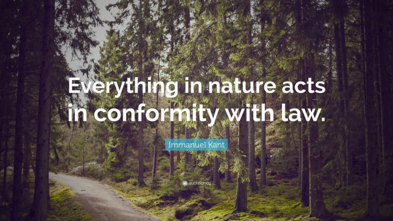 Immanuel Kant Quote: “Everything in nature acts in conformity with law.”