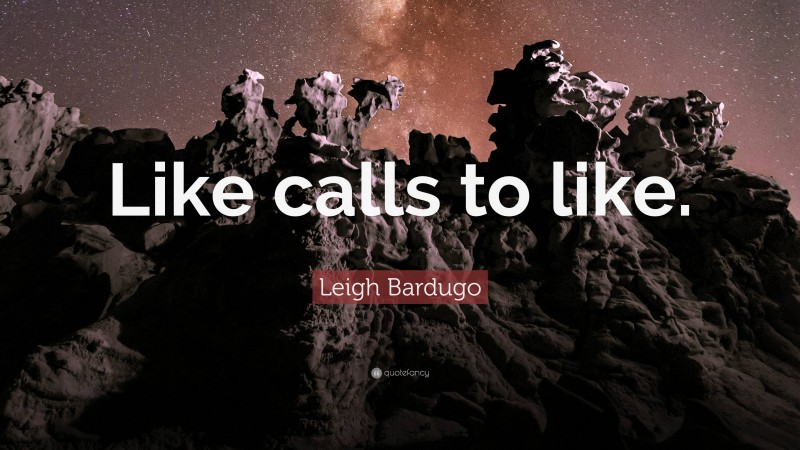 Leigh Bardugo Quote: “Like calls to like.”