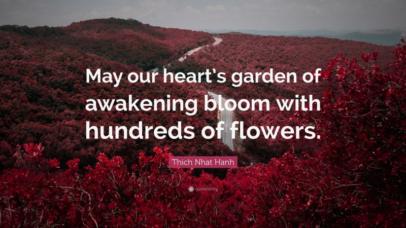 Thich Nhat Hanh Quote: “May our heart’s garden of awakening bloom with hundreds of flowers.”