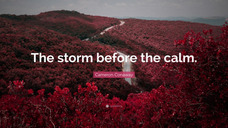 Cameron Conaway Quote: “The storm before the calm.”