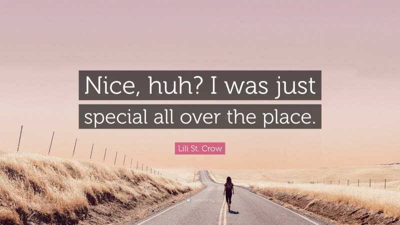 Lili St. Crow Quote: “Nice, huh? I was just special all over the place.”