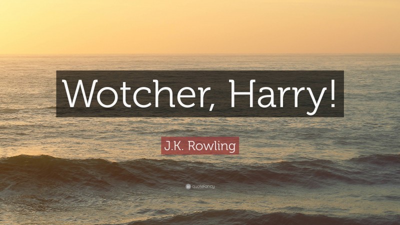 J.K. Rowling Quote: “Wotcher, Harry!”