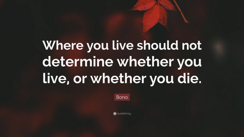 Bono Quote: “Where you live should not determine whether you live, or whether you die.”