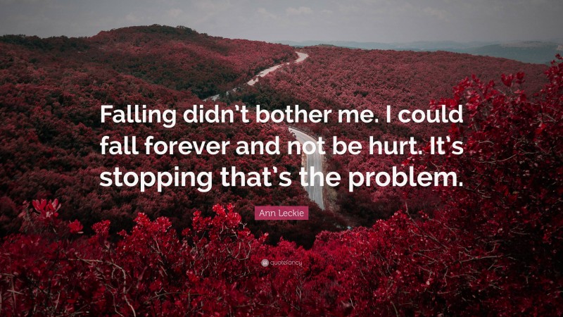 Ann Leckie Quote: “Falling didn’t bother me. I could fall forever and not be hurt. It’s stopping that’s the problem.”