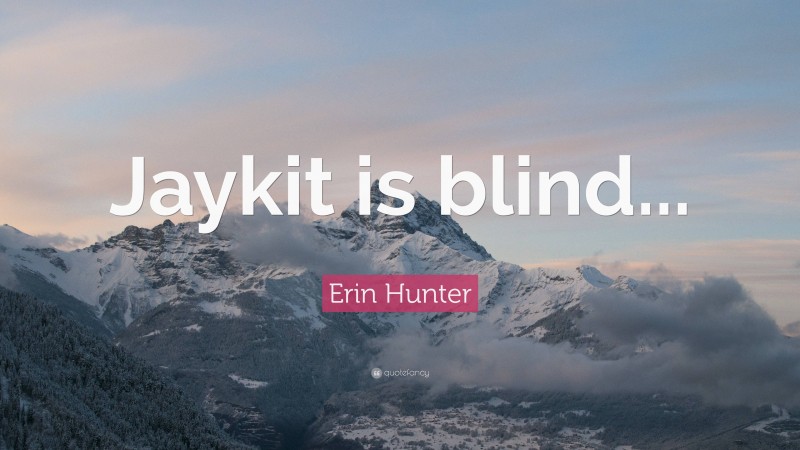 Erin Hunter Quote: “Jaykit is blind...”