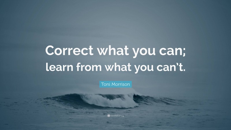 Toni Morrison Quote: “Correct what you can; learn from what you can’t.”