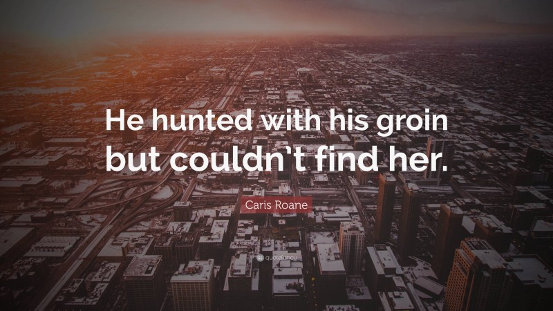 Caris Roane Quote: “He hunted with his groin but couldn’t find her.”