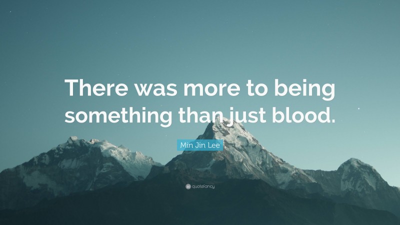 Min Jin Lee Quote: “There was more to being something than just blood.”
